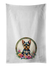 Load image into Gallery viewer, Yorkshire Terrier and Flowers Kitchen Towel Set of 2