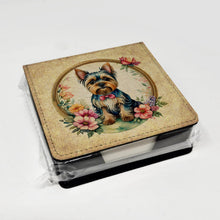 Load image into Gallery viewer, Yorkshire Terrier and Flowers PU Leather Note Paper Holder