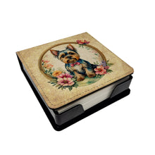 Load image into Gallery viewer, Yorkshire Terrier and Flowers PU Leather Note Paper Holder
