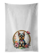 Load image into Gallery viewer, Yorkshire Terrier and Flowers Kitchen Towel Set of 2