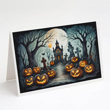 Load image into Gallery viewer, Graveyard Spooky Halloween Greeting Cards -  Blank Note Cards – 8-Pack of Artist-Designed Cards with Envelopes