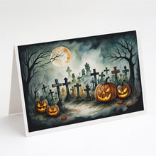 Load image into Gallery viewer, Graveyard Spooky Halloween Greeting Cards -  Blank Note Cards – 8-Pack of Artist-Designed Cards with Envelopes