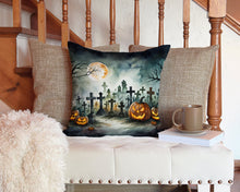Load image into Gallery viewer, Graveyard Spooky Halloween Throw Pillow - 14x14 Decorative Pillow – Art for Your Home &amp; Patio