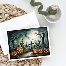Load image into Gallery viewer, Graveyard Spooky Halloween Greeting Cards -  Blank Note Cards – 8-Pack of Artist-Designed Cards with Envelopes