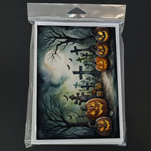 Load image into Gallery viewer, Graveyard Spooky Halloween Greeting Cards -  Blank Note Cards – 8-Pack of Artist-Designed Cards with Envelopes