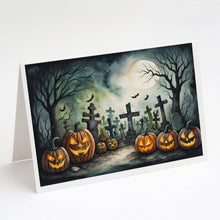 Load image into Gallery viewer, Graveyard Spooky Halloween Greeting Cards -  Blank Note Cards – 8-Pack of Artist-Designed Cards with Envelopes