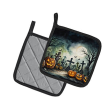 Load image into Gallery viewer, Graveyard Spooky Halloween Pot Holders - Set of 2 Decorative Kitchen Helpers | Made in the USA
