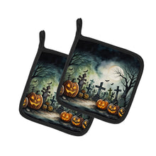 Load image into Gallery viewer, Graveyard Spooky Halloween Pot Holders - Set of 2 Decorative Kitchen Helpers | Made in the USA