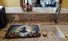 Load image into Gallery viewer, Flying Witch Spooky Halloween Dish Drying Mat