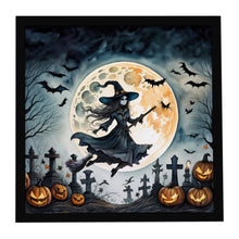Load image into Gallery viewer, Flying Witch Spooky Halloween Framed Metal Print