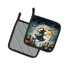 Load image into Gallery viewer, Flying Witch Spooky Halloween Pot Holders - Set of 2 Decorative Kitchen Helpers | Made in the USA