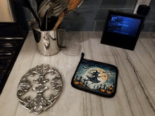 Load image into Gallery viewer, Flying Witch Spooky Halloween Pot Holders - Set of 2 Decorative Kitchen Helpers | Made in the USA