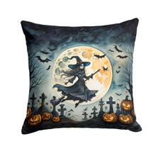 Load image into Gallery viewer, Flying Witch Spooky Halloween Throw Pillow - 14x14 Decorative Pillow – Art for Your Home &amp; Patio