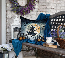 Load image into Gallery viewer, Flying Witch Spooky Halloween Fabric Decorative Pillow