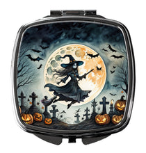 Load image into Gallery viewer, Flying Witch Spooky Halloween Compact Mirror – Stylish Purse Mirror with Artistic Covers