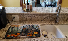 Load image into Gallery viewer, Slavic Witch Spooky Halloween Dish Drying Mat