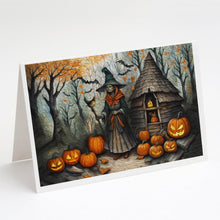 Load image into Gallery viewer, Slavic Witch Spooky Halloween Greeting Cards -  Blank Note Cards – 8-Pack of Artist-Designed Cards with Envelopes