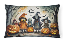 Load image into Gallery viewer, Trick or Treaters Spooky Halloween Fabric Decorative Pillow
