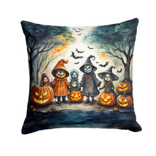 Load image into Gallery viewer, Trick or Treaters Spooky Halloween Throw Pillow - 14x14 Decorative Pillow – Art for Your Home &amp; Patio
