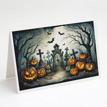 Load image into Gallery viewer, Graveyard Spooky Halloween Greeting Cards -  Blank Note Cards – 8-Pack of Artist-Designed Cards with Envelopes