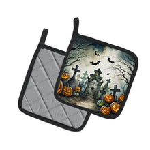 Load image into Gallery viewer, Graveyard Spooky Halloween Pot Holders - Set of 2 Decorative Kitchen Helpers | Made in the USA