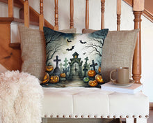 Load image into Gallery viewer, Graveyard Spooky Halloween Throw Pillow - 14x14 Decorative Pillow – Art for Your Home &amp; Patio