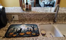 Load image into Gallery viewer, Black Cat Spooky Halloween Dish Drying Mat