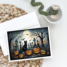 Load image into Gallery viewer, Black Cat Spooky Halloween Greeting Cards -  Blank Note Cards – 8-Pack of Artist-Designed Cards with Envelopes