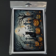 Load image into Gallery viewer, Black Cat Spooky Halloween Greeting Cards -  Blank Note Cards – 8-Pack of Artist-Designed Cards with Envelopes