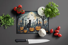 Load image into Gallery viewer, Black Cat Spooky Halloween Glass Cutting Boards – Durable, Decorative Kitchen Art Large