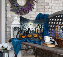 Load image into Gallery viewer, Black Cat Spooky Halloween Fabric Decorative Pillow