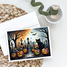 Load image into Gallery viewer, Black Cat Spooky Halloween Greeting Cards -  Blank Note Cards – 8-Pack of Artist-Designed Cards with Envelopes