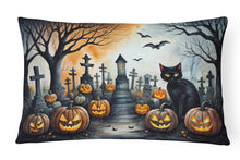 Load image into Gallery viewer, Black Cat Spooky Halloween Fabric Decorative Pillow