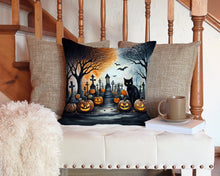 Load image into Gallery viewer, Black Cat Spooky Halloween Throw Pillow - 14x14 Decorative Pillow – Art for Your Home &amp; Patio