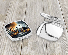 Load image into Gallery viewer, Black Cat Spooky Halloween Compact Mirror – Stylish Purse Mirror with Artistic Covers