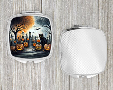 Load image into Gallery viewer, Black Cat Spooky Halloween Compact Mirror – Stylish Purse Mirror with Artistic Covers
