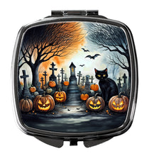 Load image into Gallery viewer, Black Cat Spooky Halloween Compact Mirror – Stylish Purse Mirror with Artistic Covers