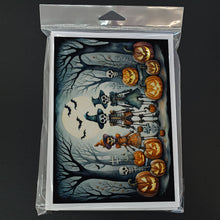 Load image into Gallery viewer, Calacas Skeletons Spooky Halloween Greeting Cards -  Blank Note Cards – 8-Pack of Artist-Designed Cards with Envelopes