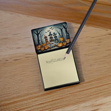 Load image into Gallery viewer, Calacas Skeletons Spooky Halloween Sticky Note Holder- Refiilable Desk Accessory Note Pad