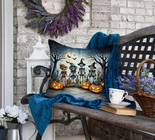 Load image into Gallery viewer, Calacas Skeletons Spooky Halloween Fabric Decorative Pillow