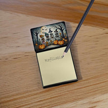 Load image into Gallery viewer, Calacas Skeletons Spooky Halloween Sticky Note Holder- Refiilable Desk Accessory Note Pad