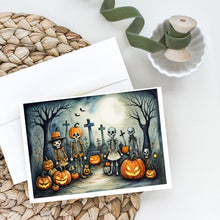 Load image into Gallery viewer, Calacas Skeletons Spooky Halloween Greeting Cards -  Blank Note Cards – 8-Pack of Artist-Designed Cards with Envelopes