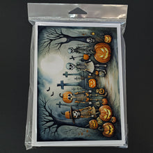 Load image into Gallery viewer, Calacas Skeletons Spooky Halloween Greeting Cards -  Blank Note Cards – 8-Pack of Artist-Designed Cards with Envelopes