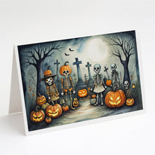 Load image into Gallery viewer, Calacas Skeletons Spooky Halloween Greeting Cards -  Blank Note Cards – 8-Pack of Artist-Designed Cards with Envelopes