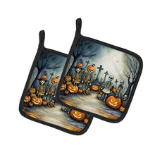Load image into Gallery viewer, Calacas Skeletons Spooky Halloween Pot Holders - Set of 2 Decorative Kitchen Helpers | Made in the USA