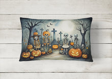 Load image into Gallery viewer, Calacas Skeletons Spooky Halloween Fabric Decorative Pillow