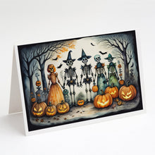 Load image into Gallery viewer, Calacas Skeletons Spooky Halloween Greeting Cards -  Blank Note Cards – 8-Pack of Artist-Designed Cards with Envelopes