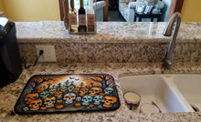 Load image into Gallery viewer, Calaveras Sugar Skulls Spooky Halloween Dish Drying Mat