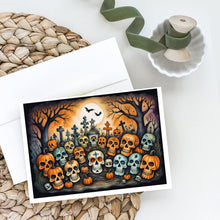 Load image into Gallery viewer, Calaveras Sugar Skulls Spooky Halloween Greeting Cards -  Blank Note Cards – 8-Pack of Artist-Designed Cards with Envelopes