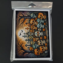 Load image into Gallery viewer, Calaveras Sugar Skulls Spooky Halloween Greeting Cards -  Blank Note Cards – 8-Pack of Artist-Designed Cards with Envelopes